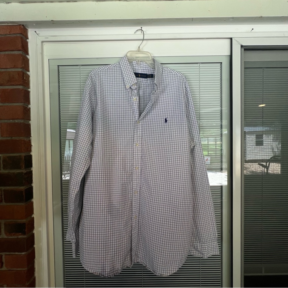 Ralph Lauren Blue and White Casual Button Down Shirt
